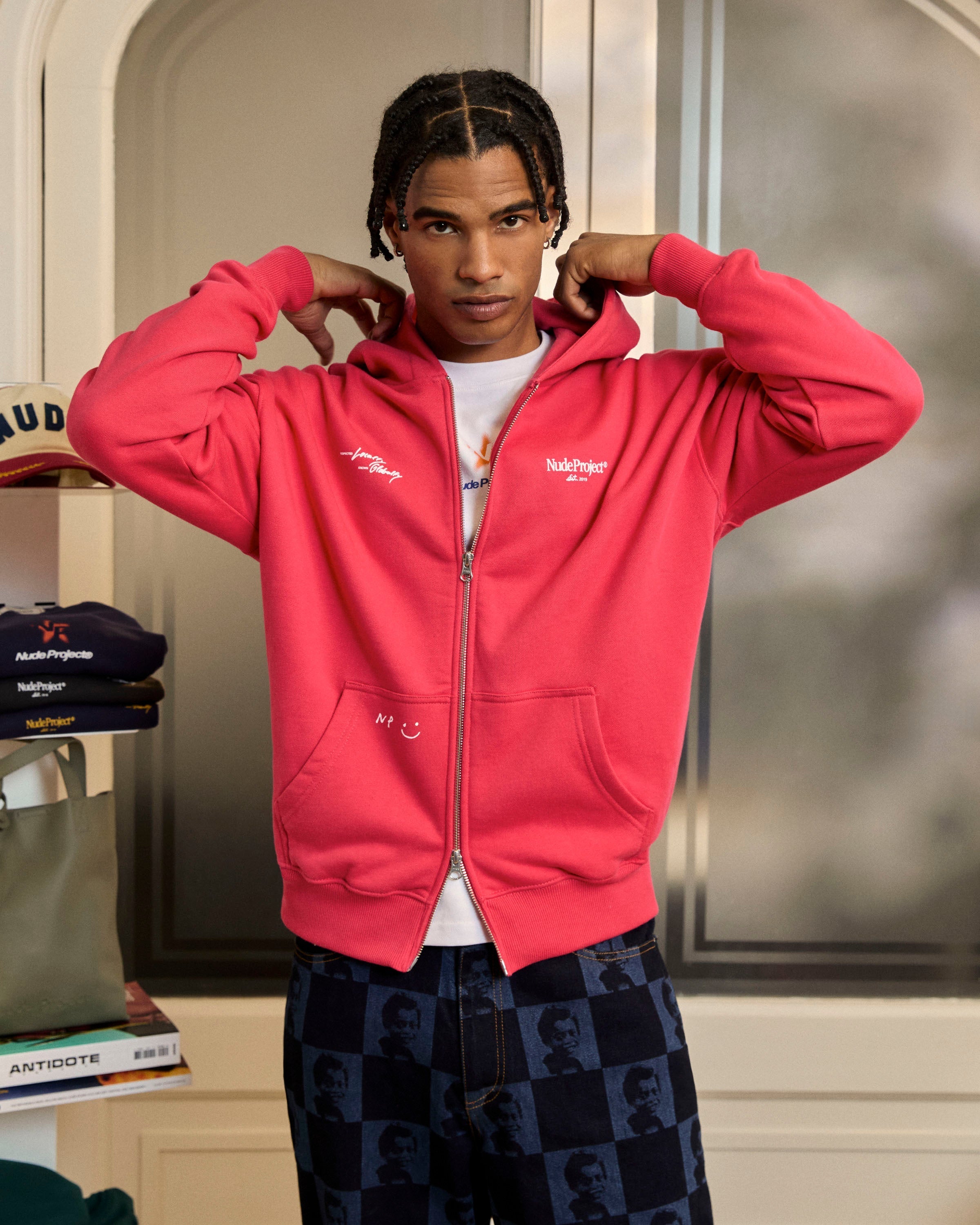 Global Soon Zip-Up Hoodie Raspberry Nude Project México Oficial Nude Project Mexico