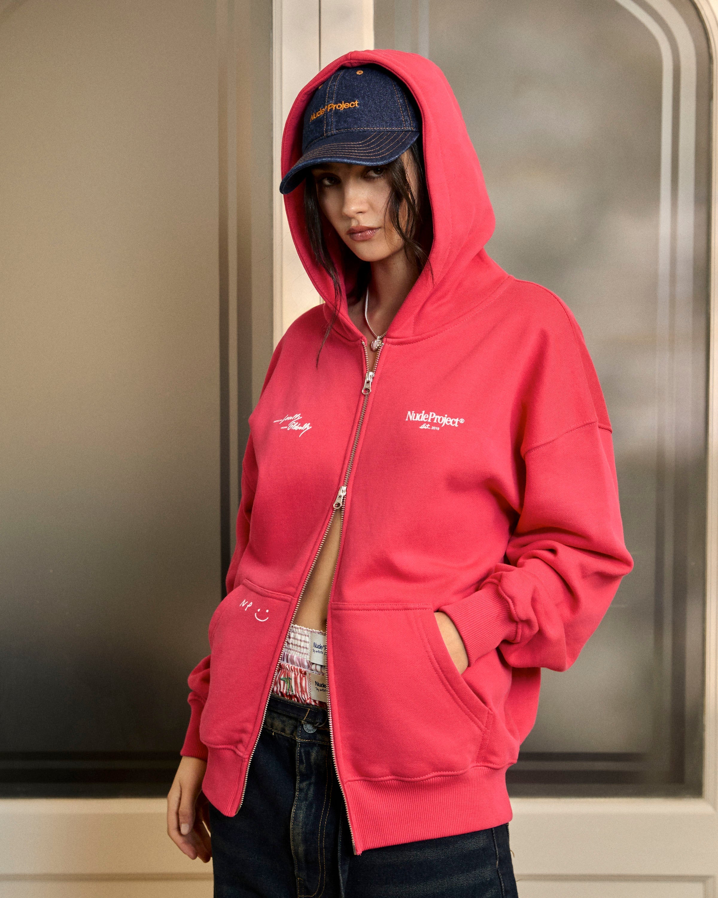 Global Soon Zip-Up Hoodie Raspberry Nude Project México Oficial Nude Project Mexico