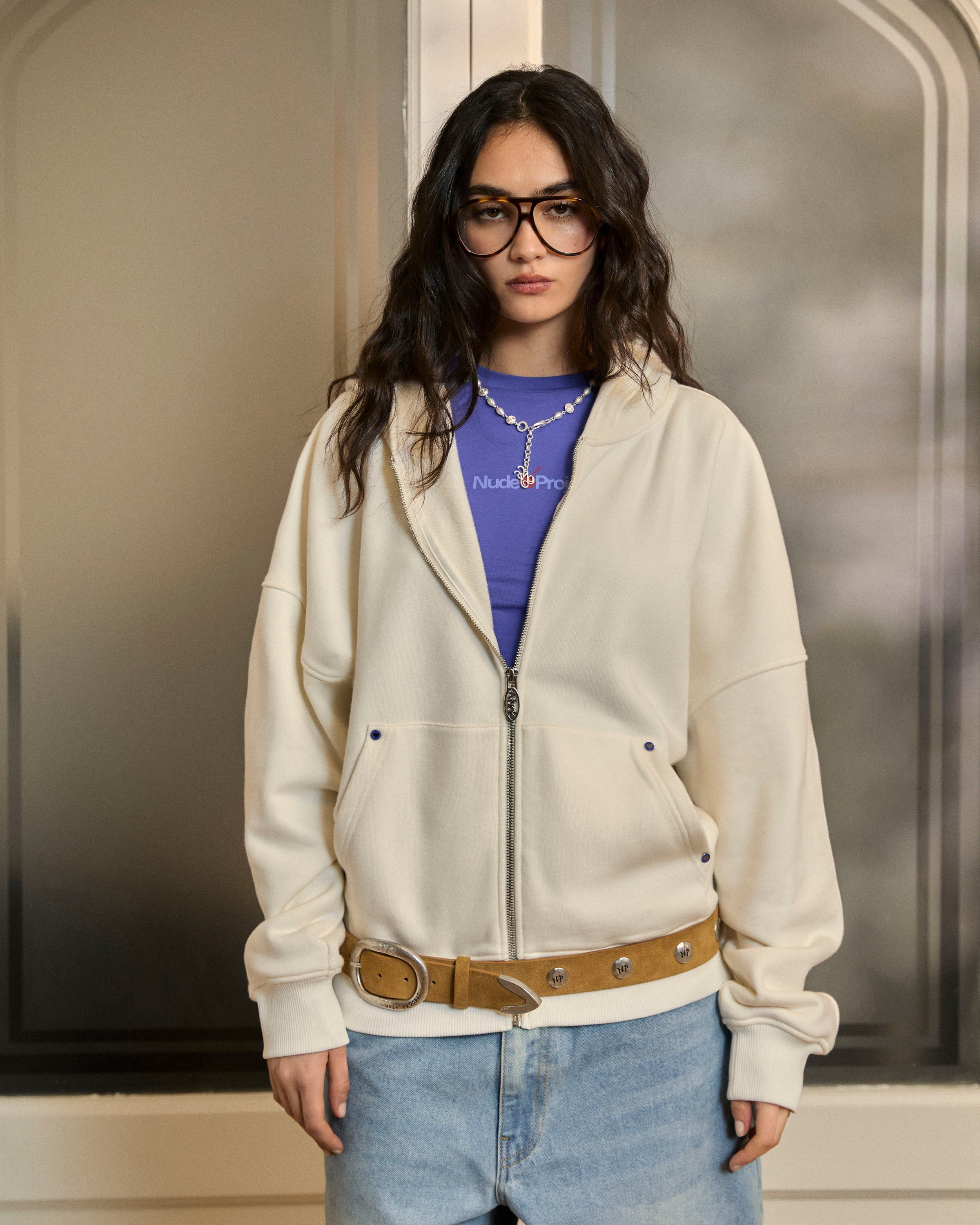 Beast Zip-Up Hoodie Marshmellow