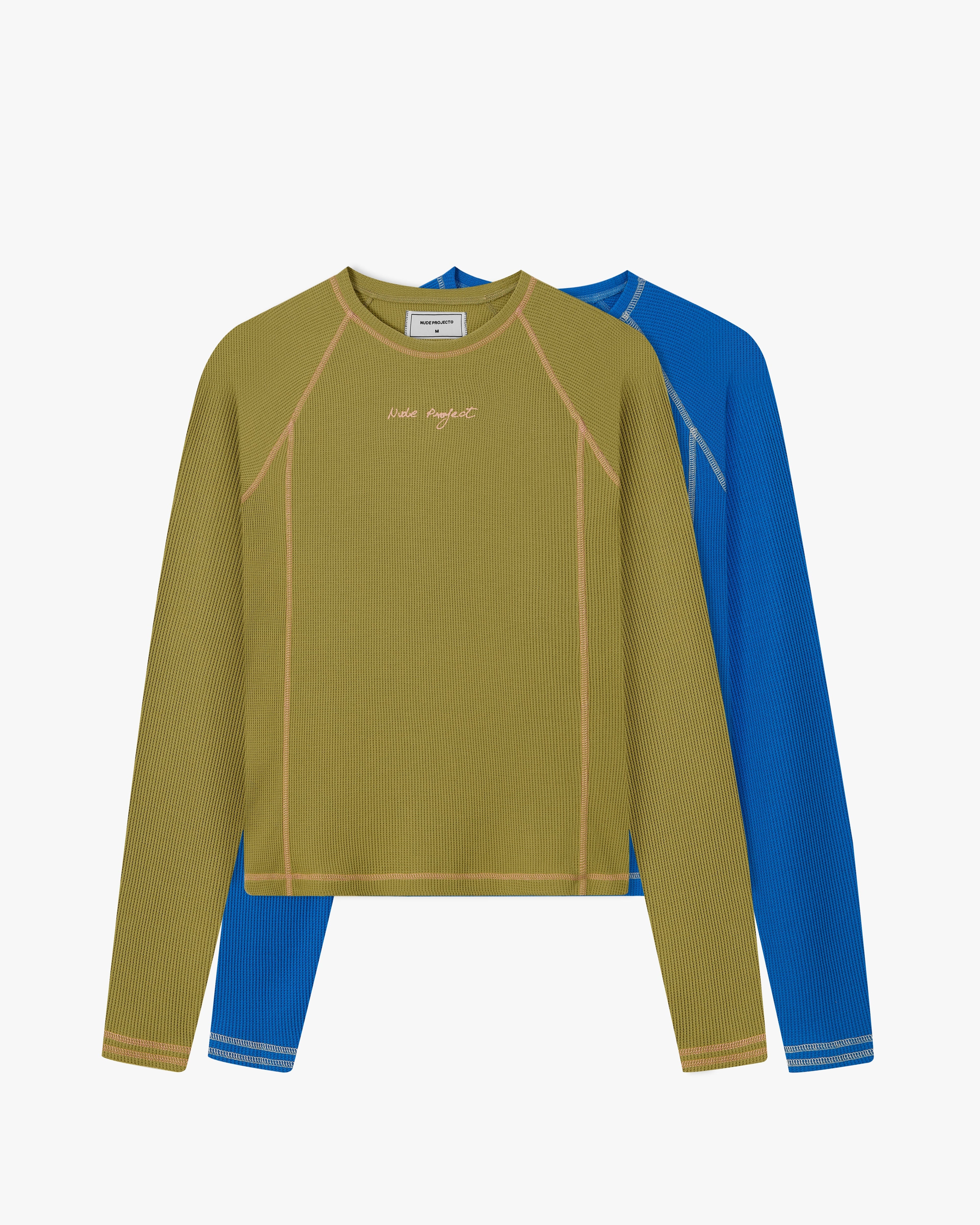 Waffle Long-Sleeve Tee 2 Pack Green/Blue Nude Project México Oficial Nude Project Mexico