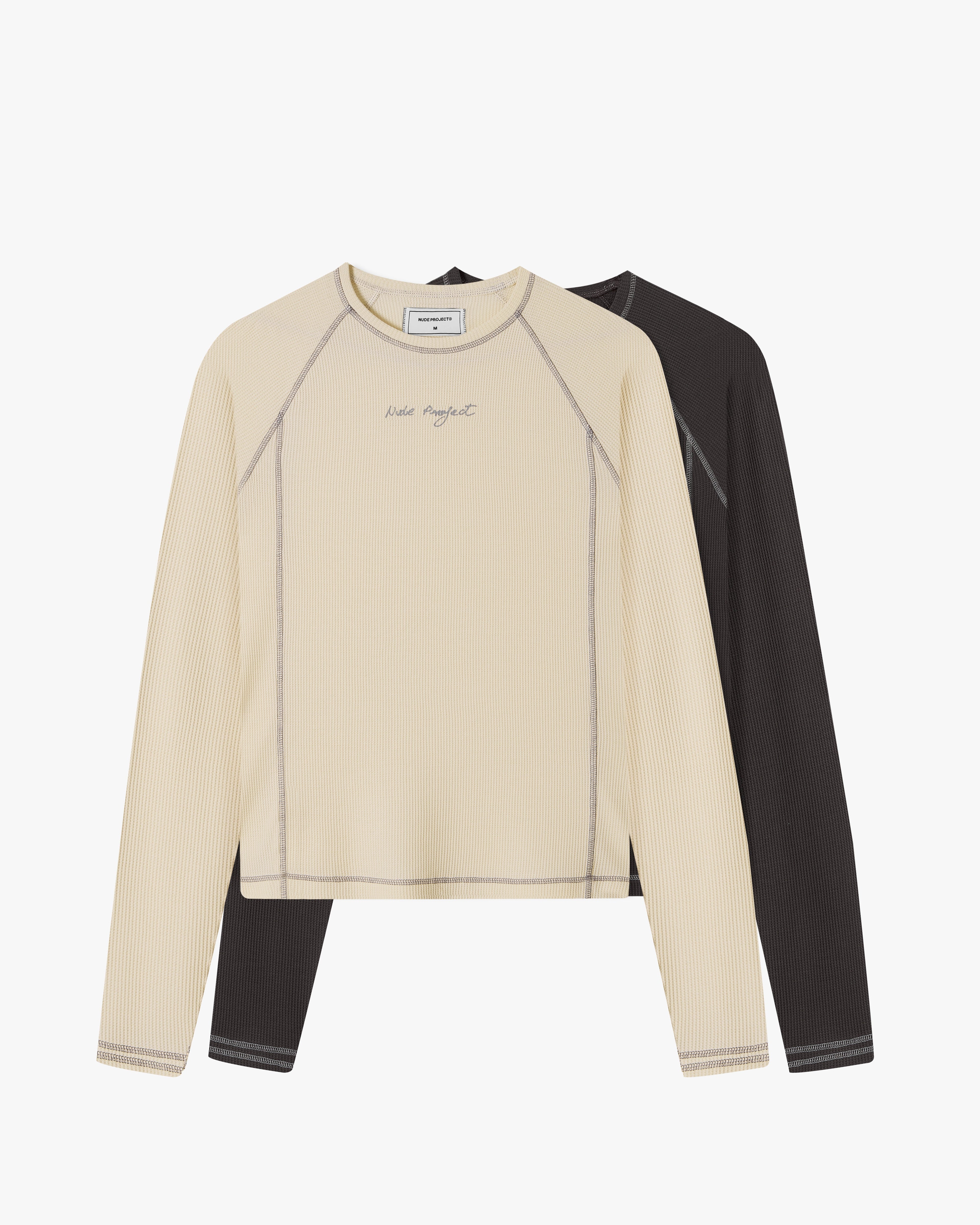 Waffle Long-Sleeve Tee 2 Pack Marshmallow/Black Nude Project México Oficial Nude Project Mexico