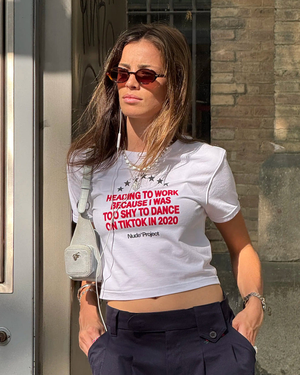 9-5 Baby Tee White
