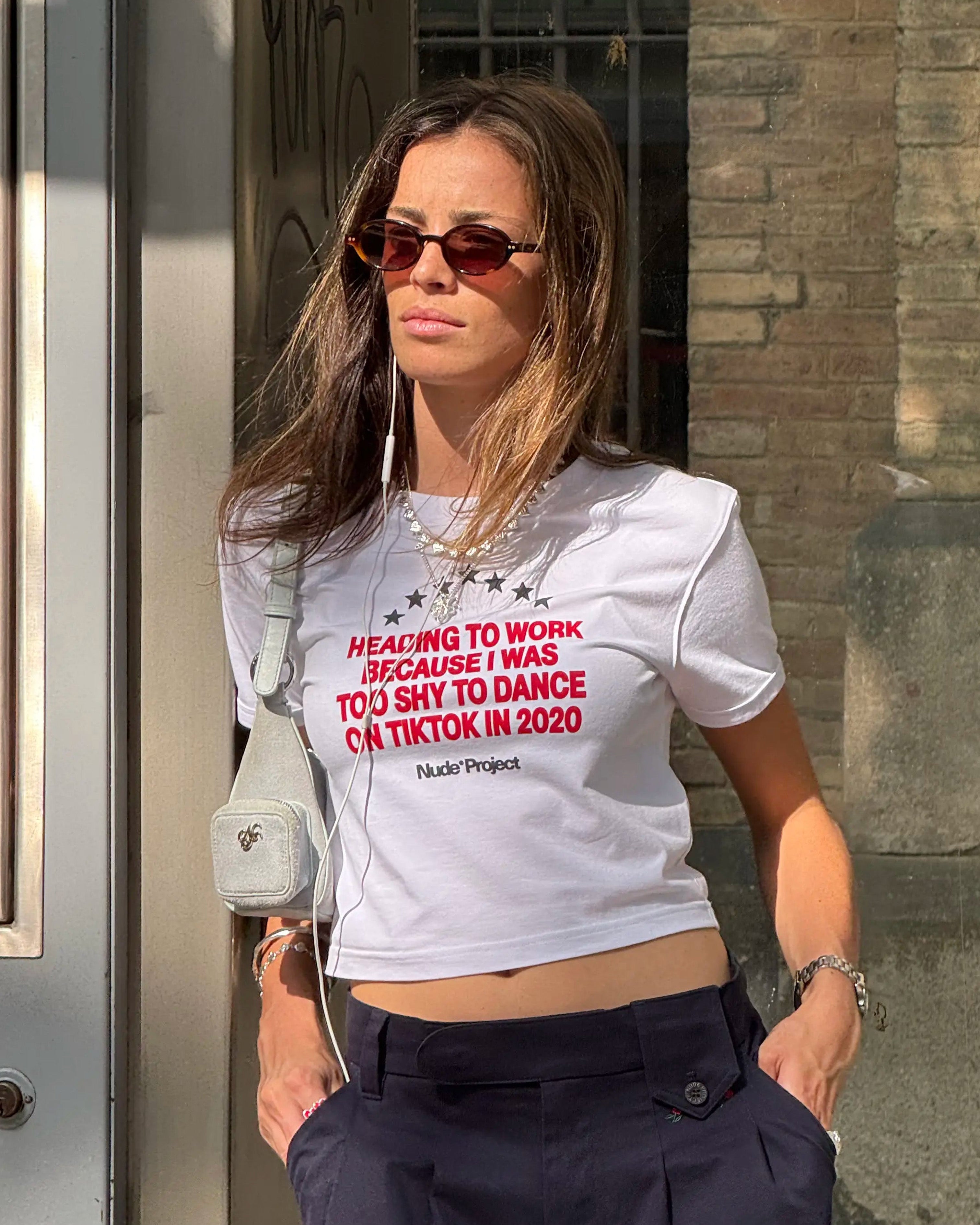 9-5 Baby Tee White
