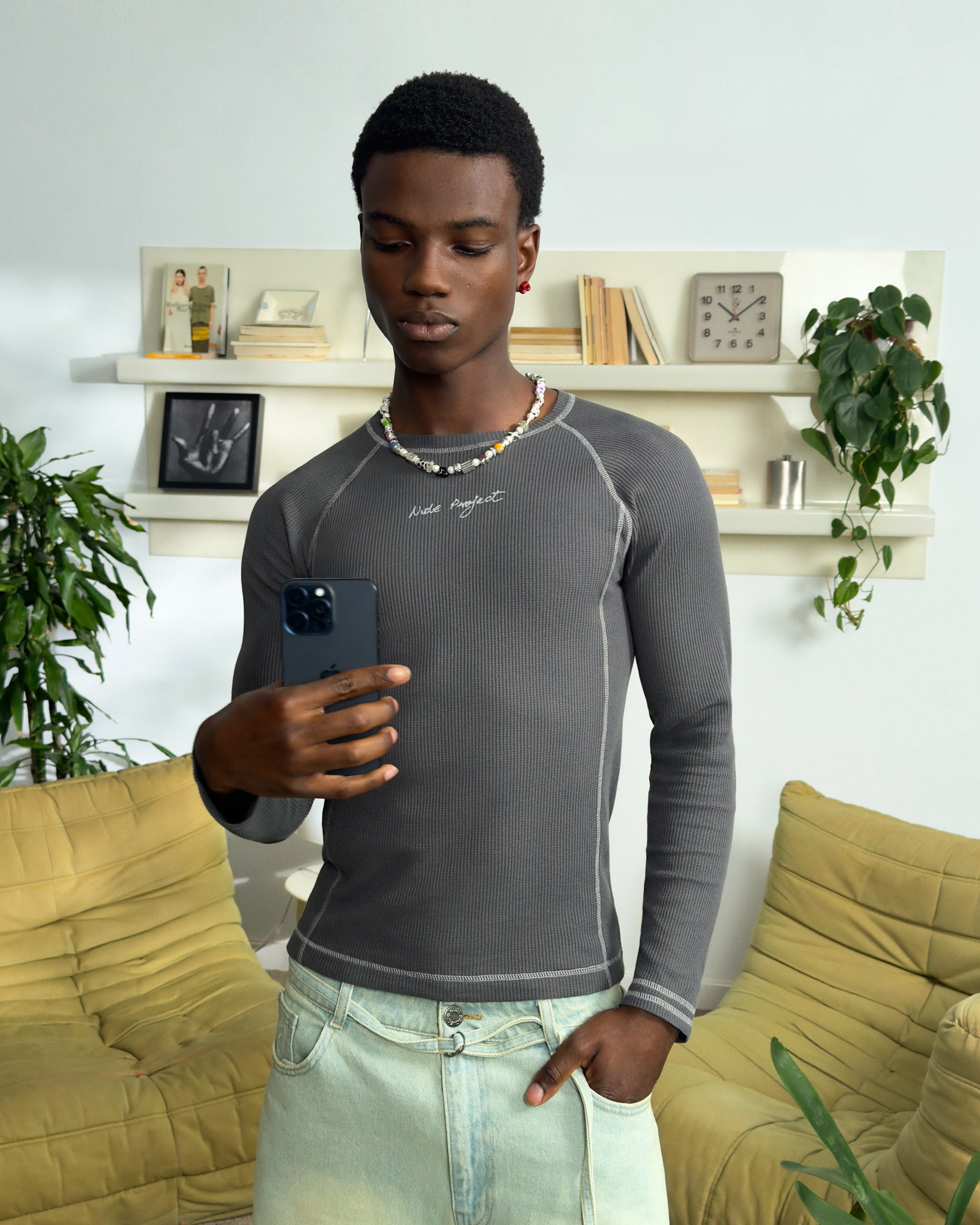 Waffle Long-Sleeve Tee 2 Pack Marshmallow/Black