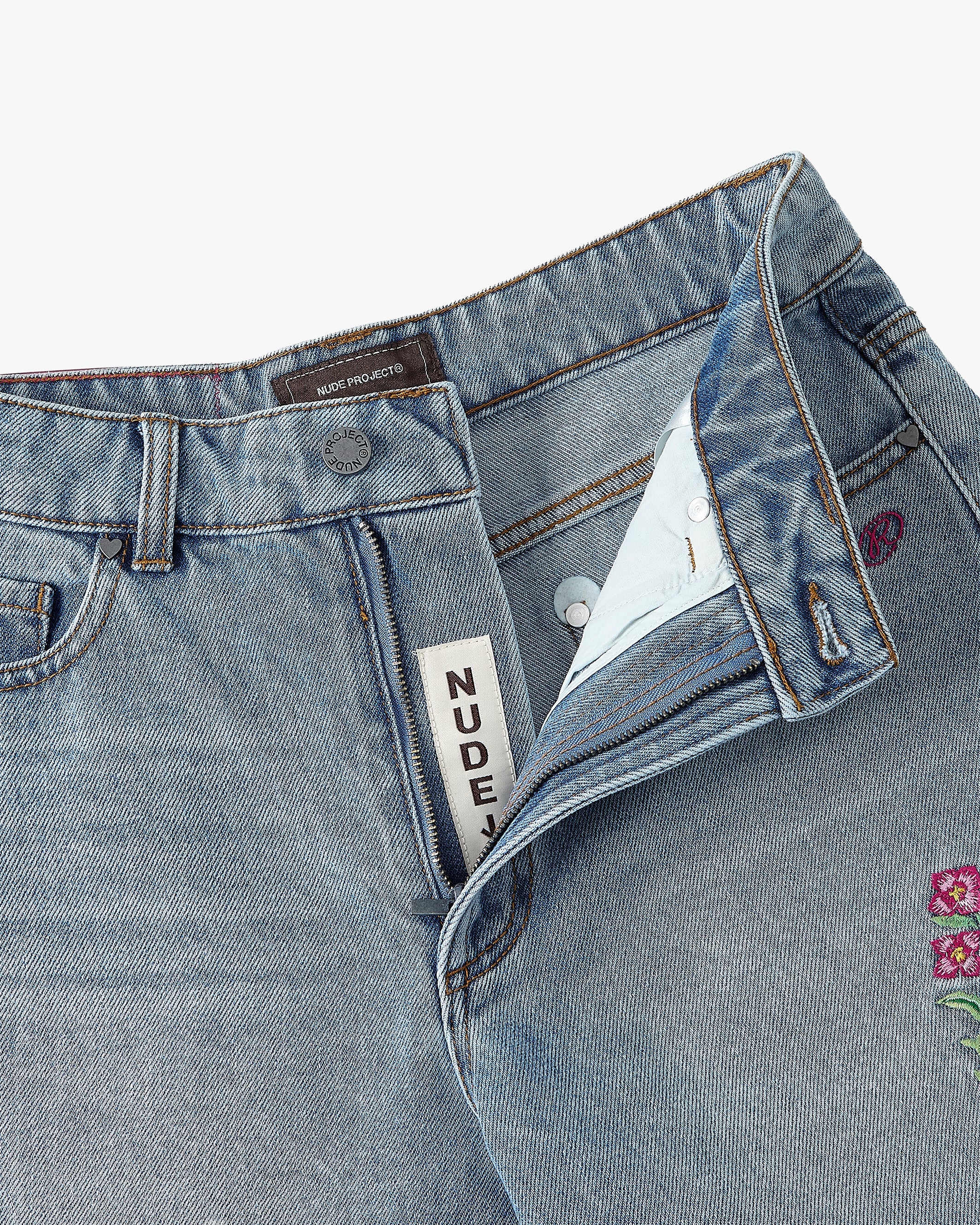 Flowers Denim Shorts
