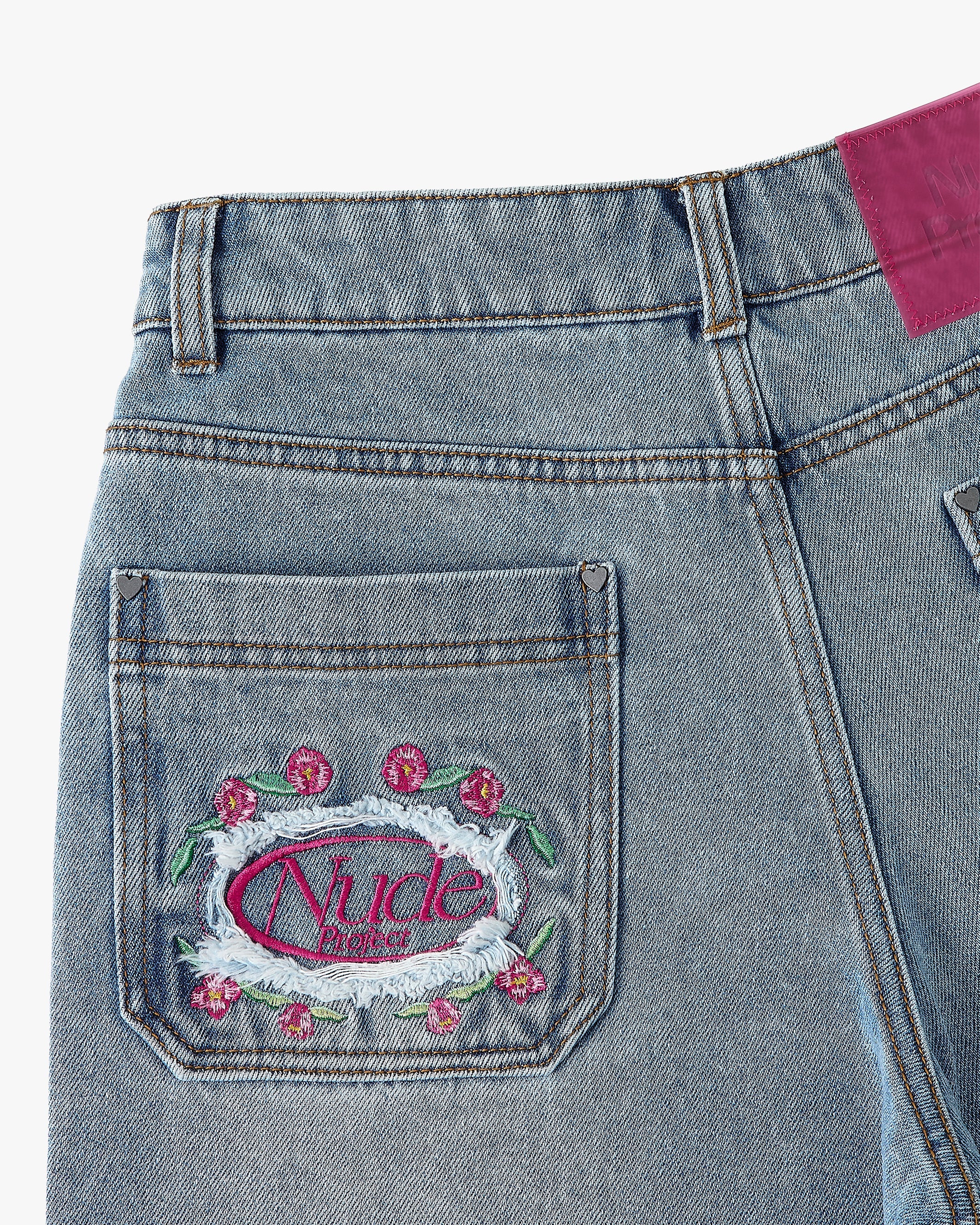 Flowers Denim Shorts