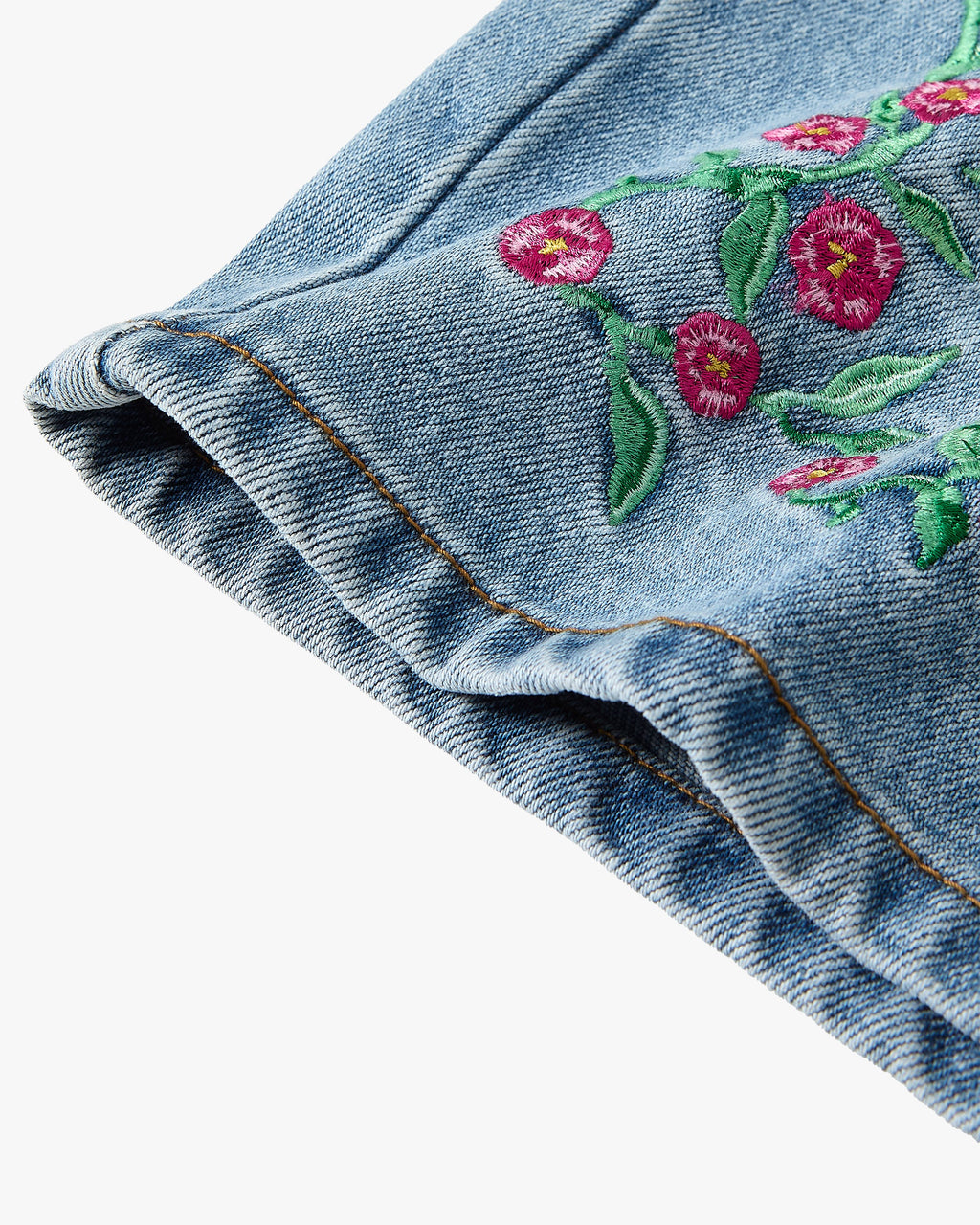 Flowers Denim Shorts