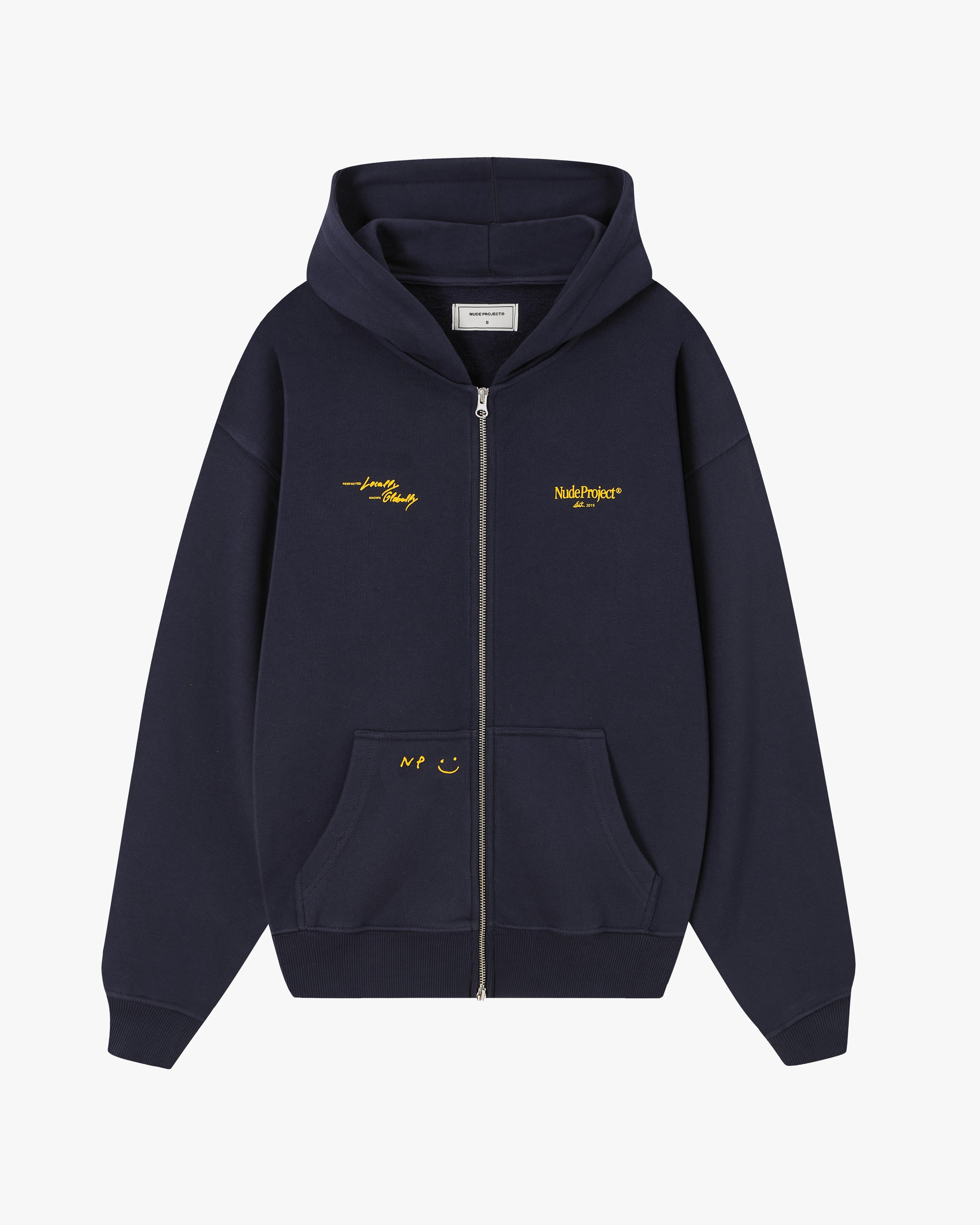 Global Soon Zip-Up Hoodie Navy Nude Project México Oficial Nude Project Mexico