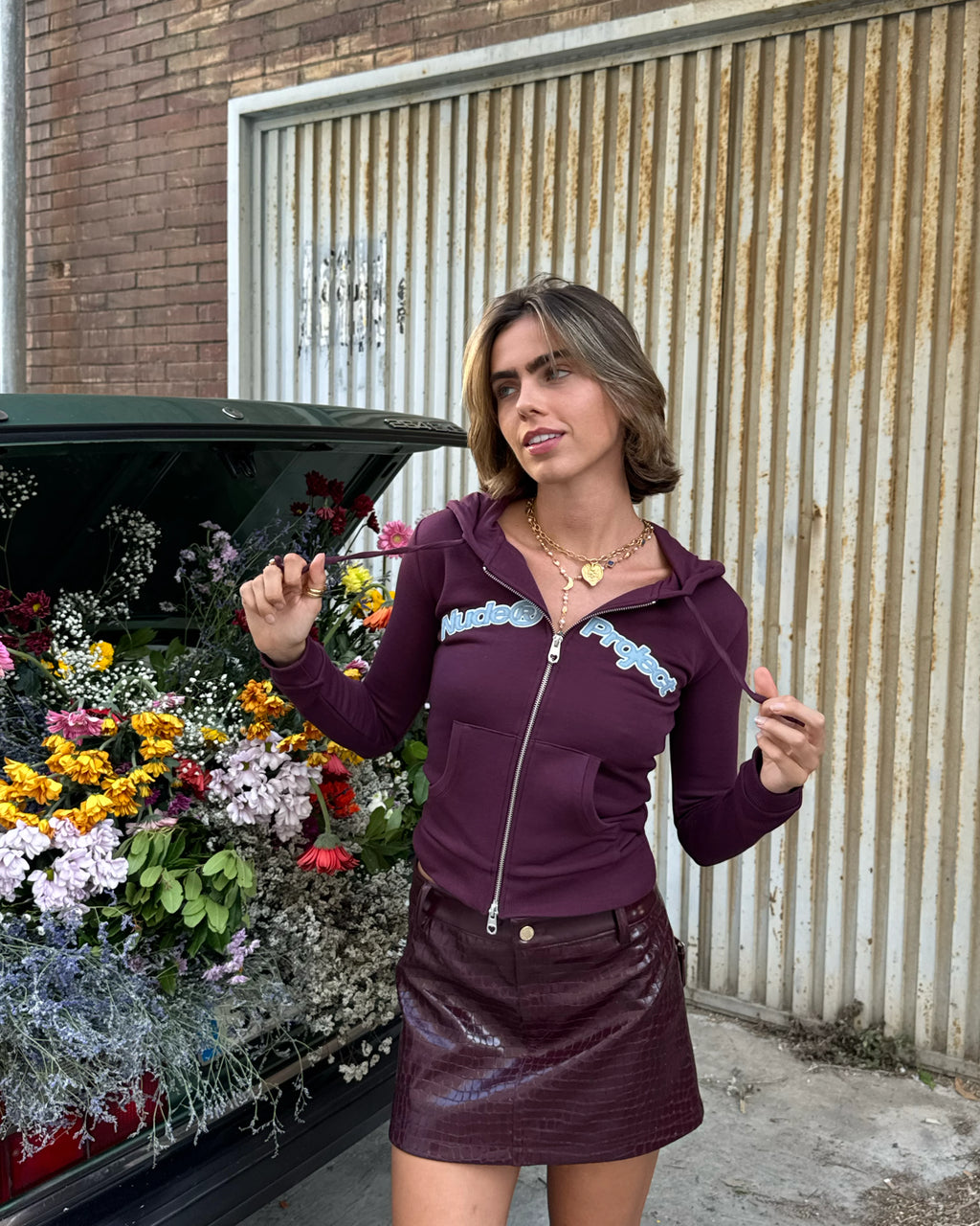Margarita Zip-up Hoodie Burgundy