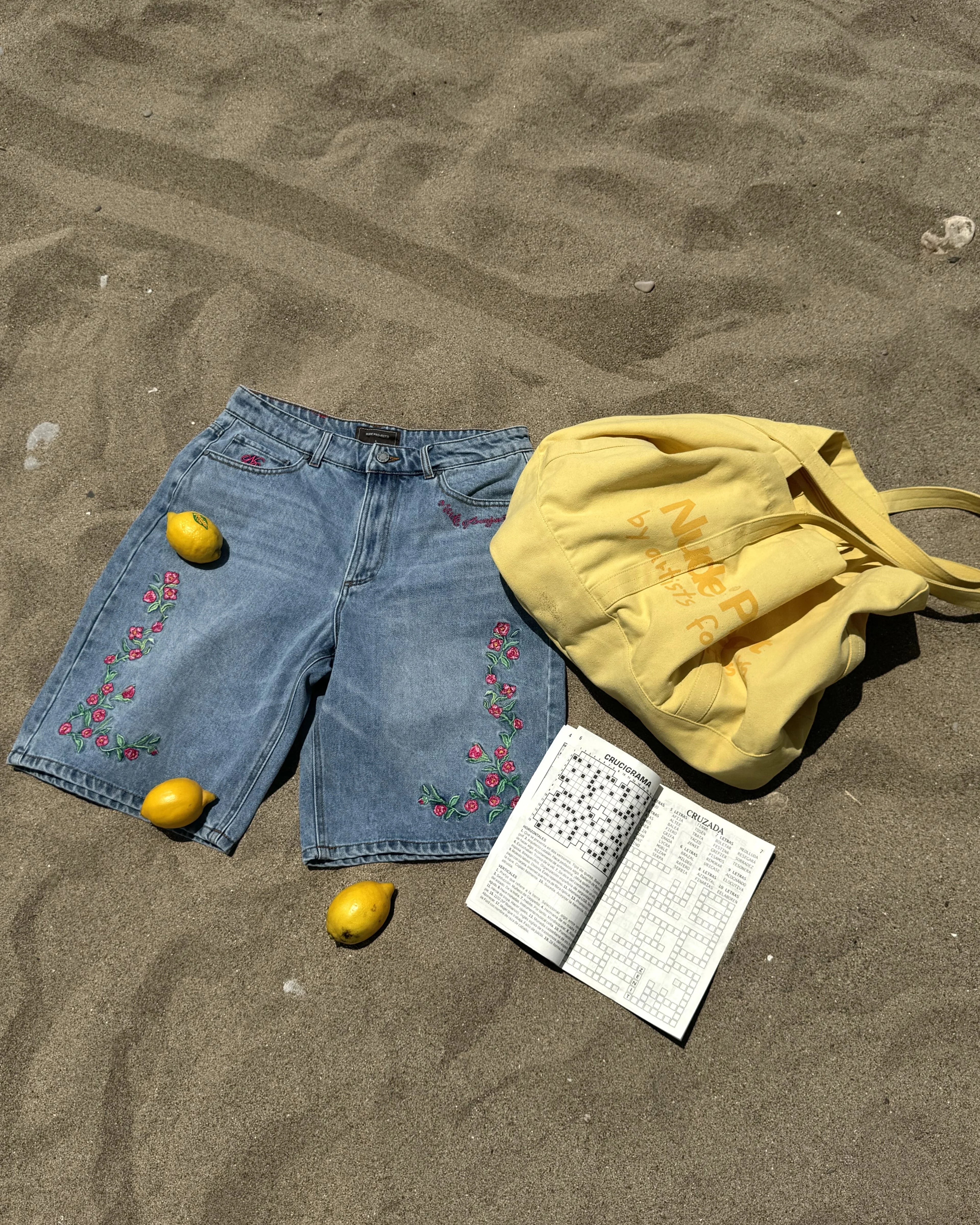 Flowers Denim Shorts