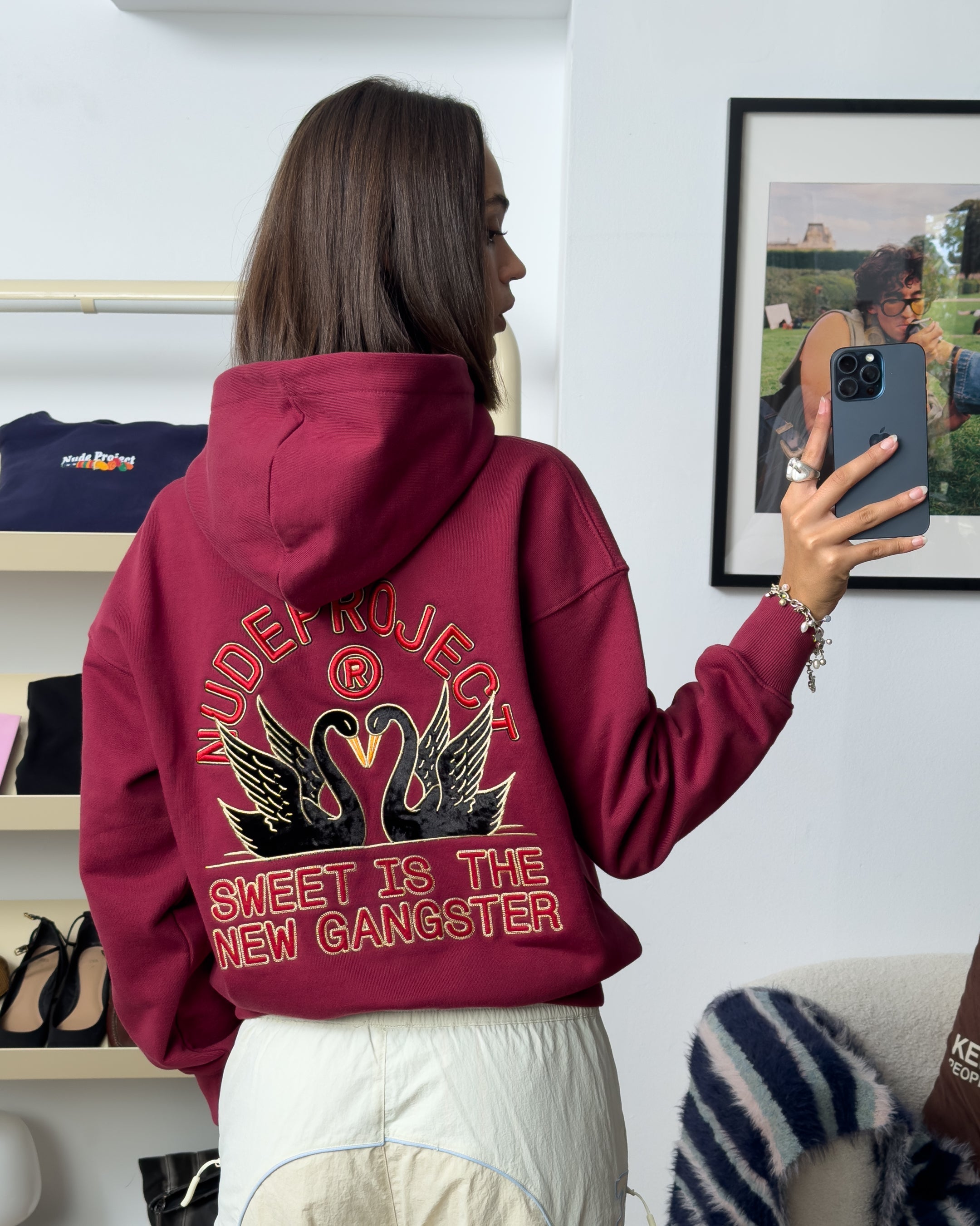 Swans Hoodie Burgundy