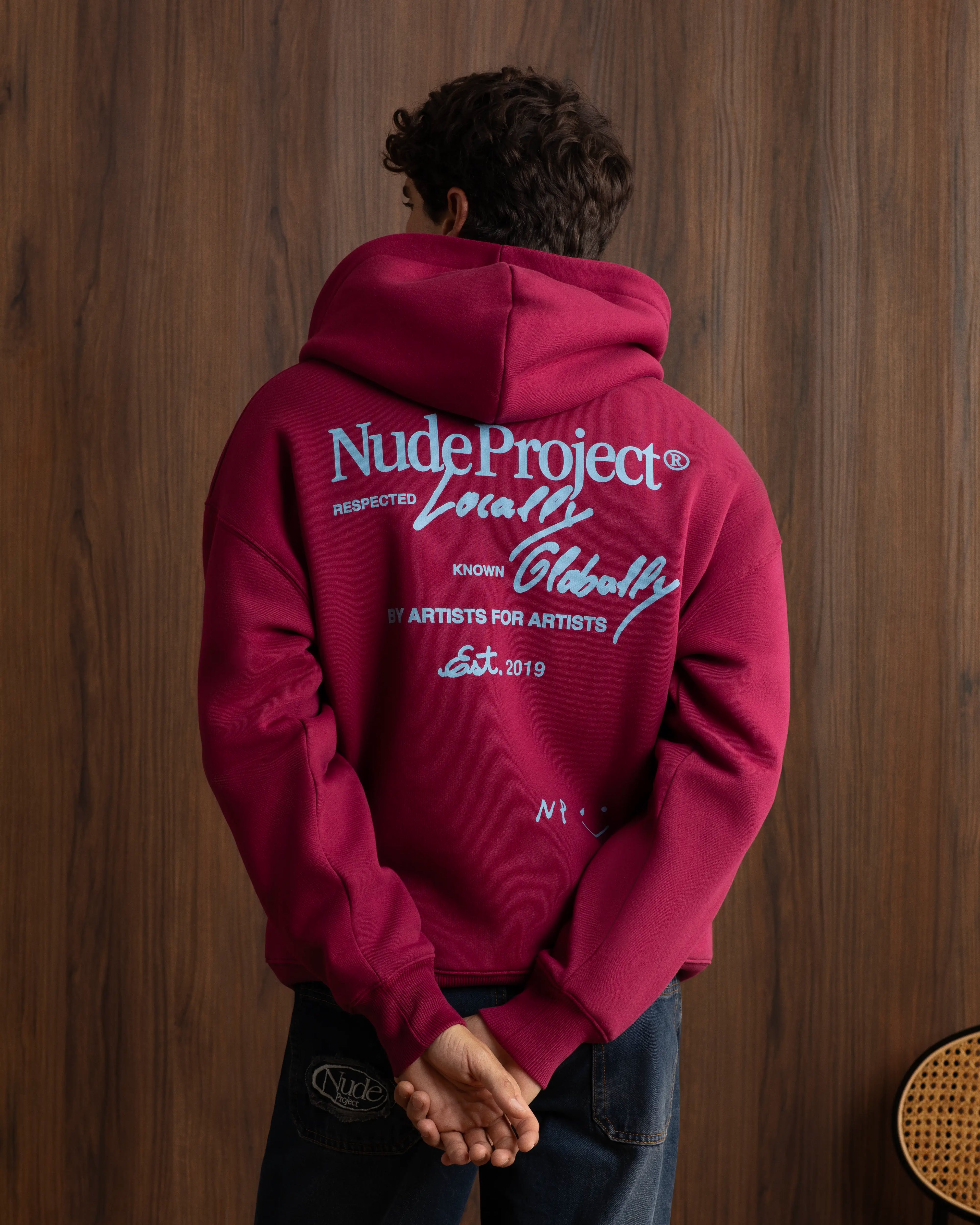 Global Soon Zip-Up Hoodie Burgundy Nude Project México Oficial Nude Project Mexico