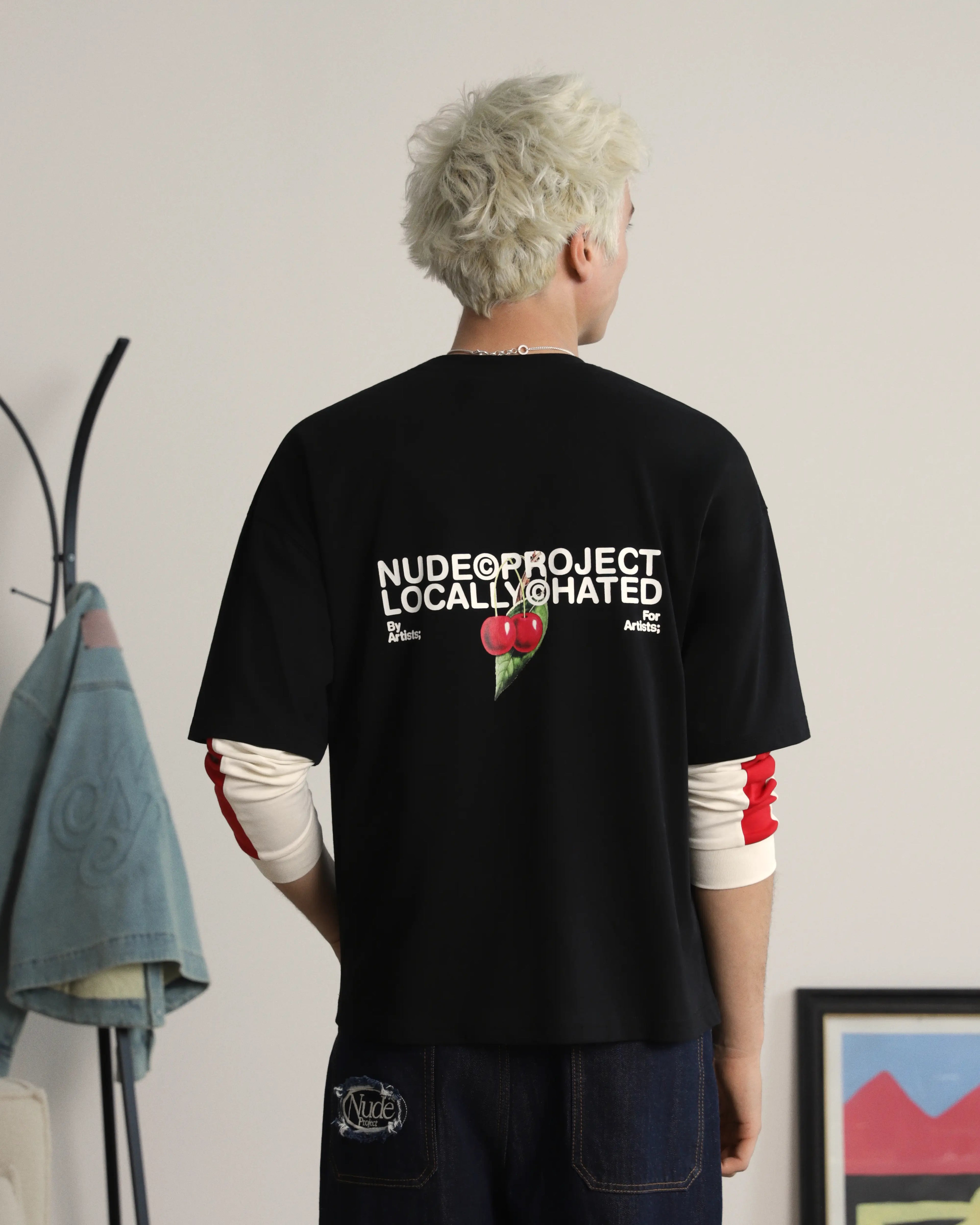 Locally Hated Cherry Tee Black