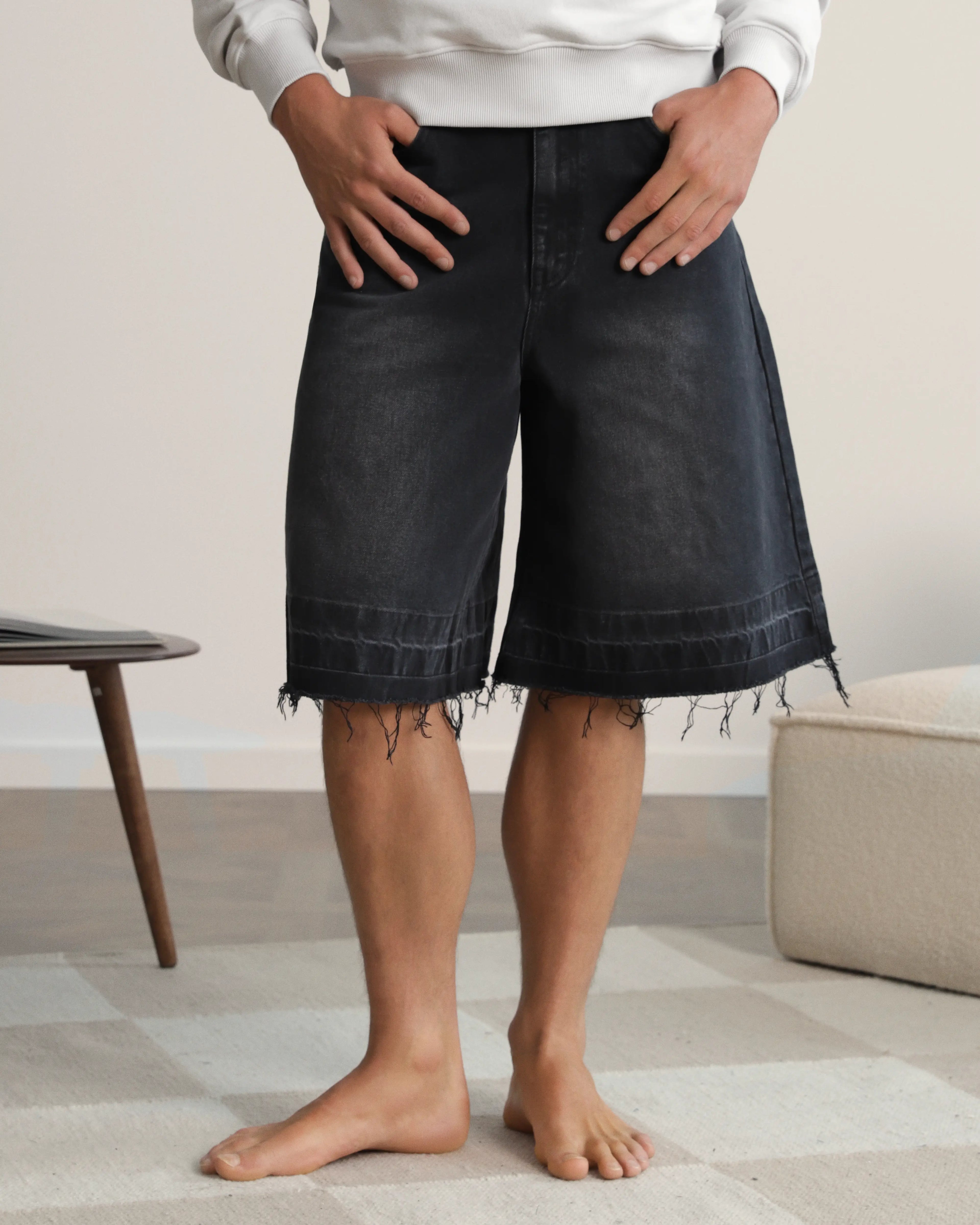 Old Baggy Denim Shorts Black