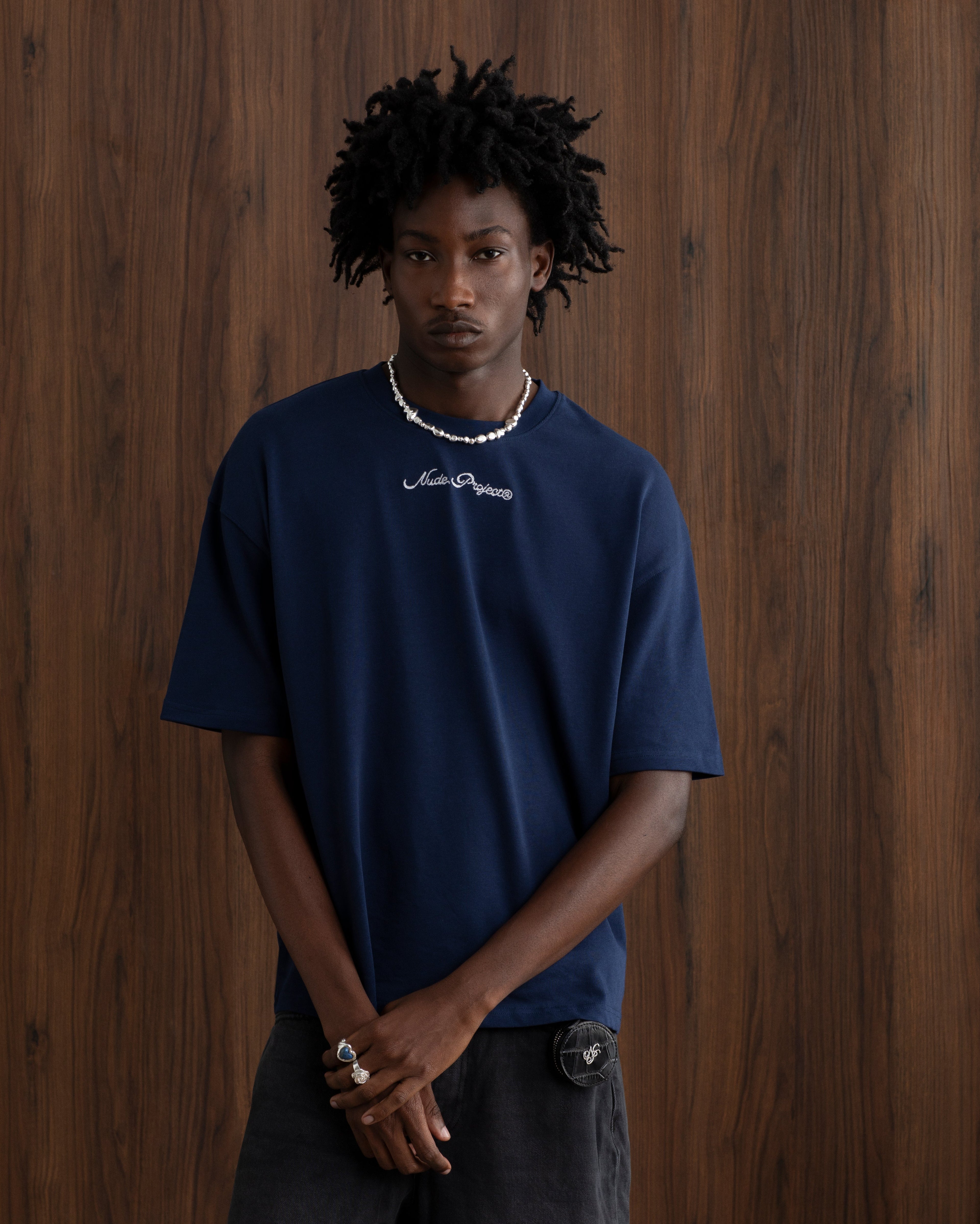 Peach Tee Navy