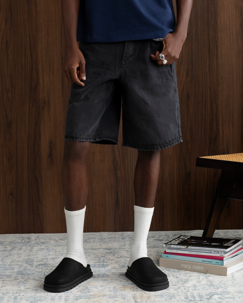 Basic Denim Shorts Black