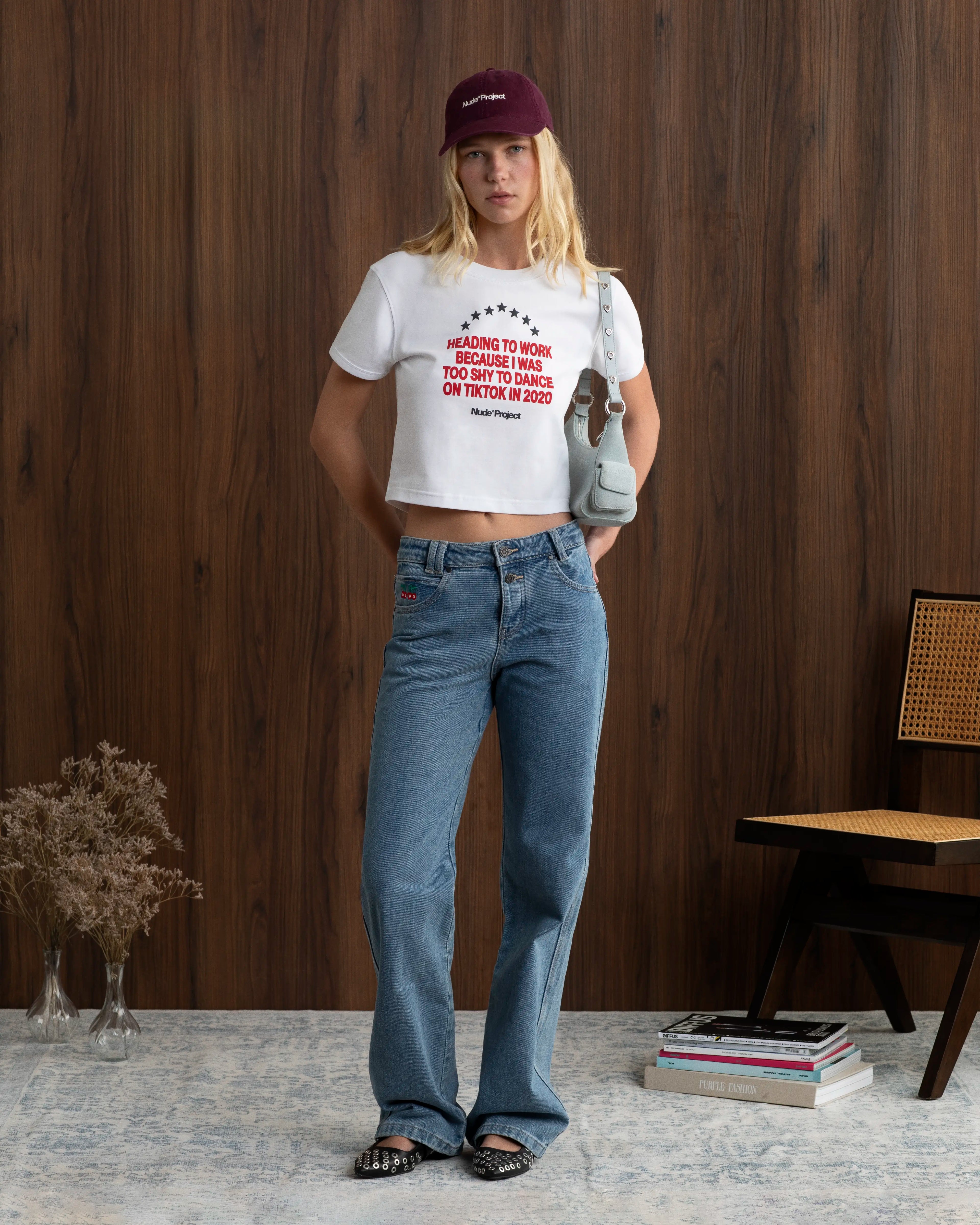 9-5 Baby Tee White