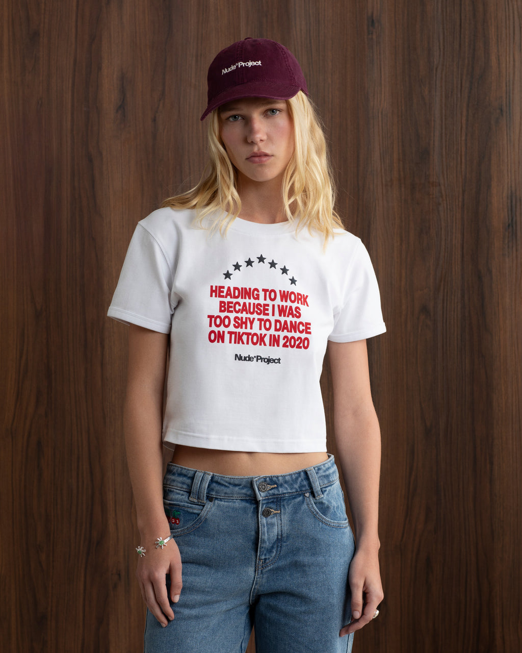 9-5 Baby Tee White