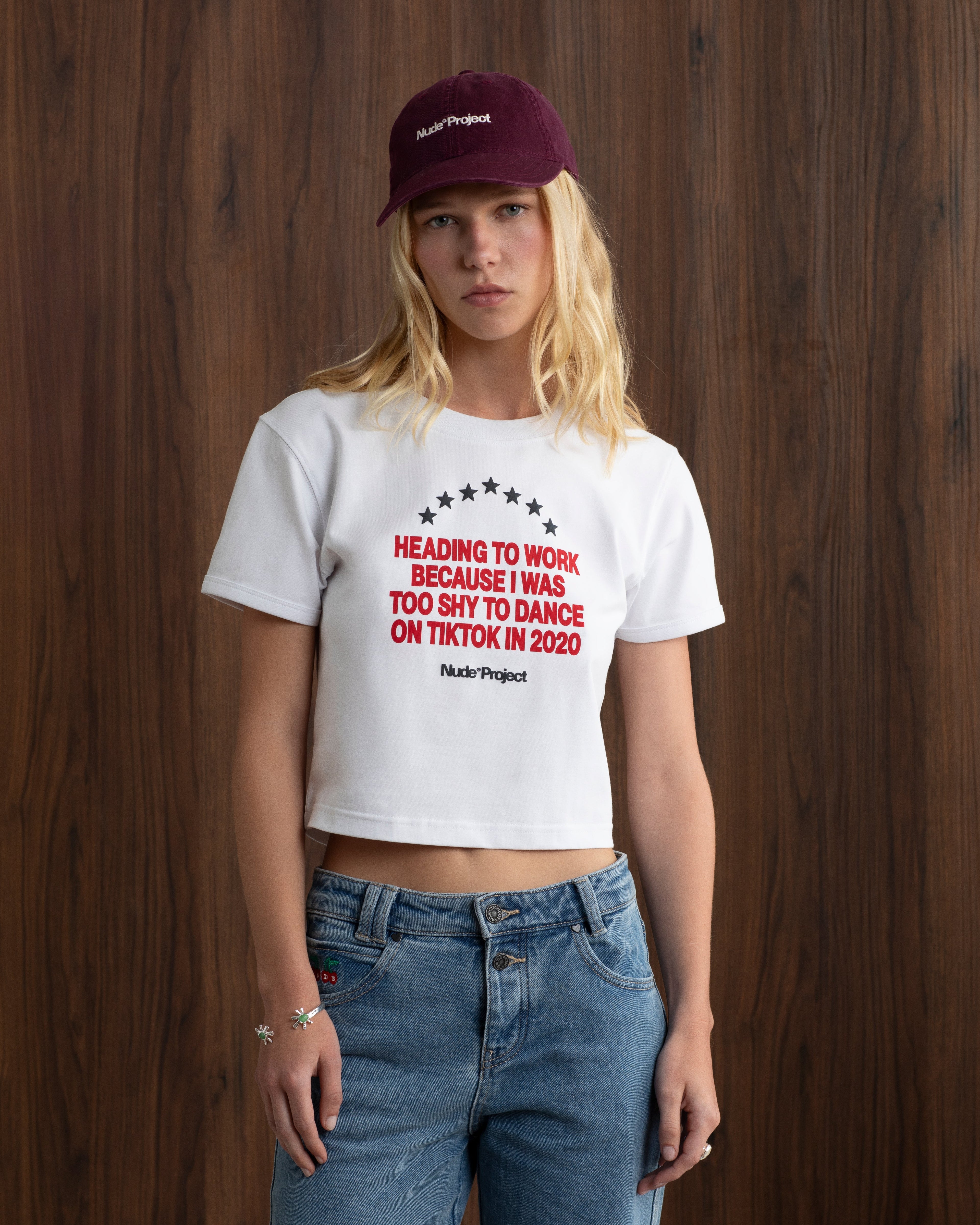 9-5 Baby Tee White