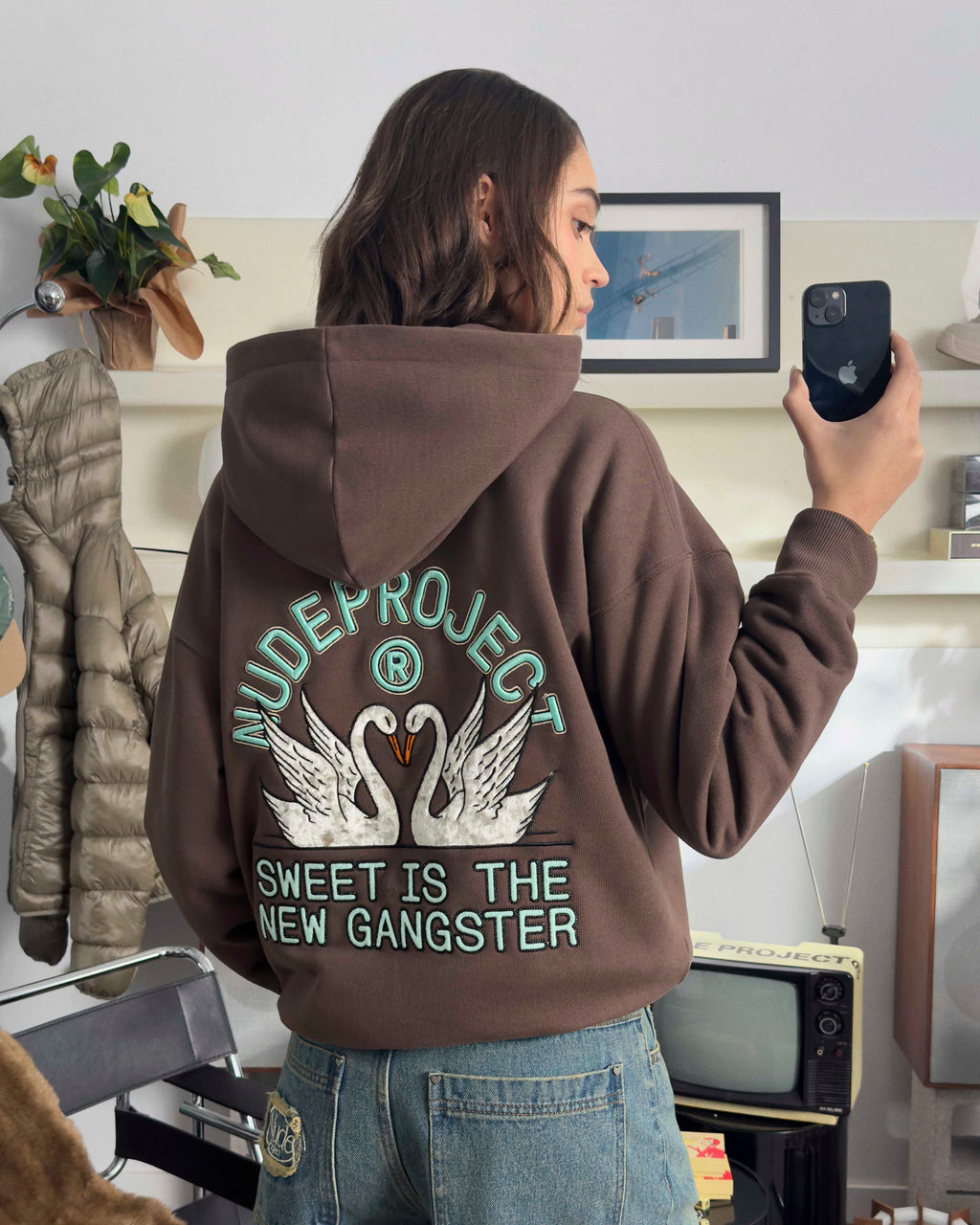 Swans Hoodie Brown
